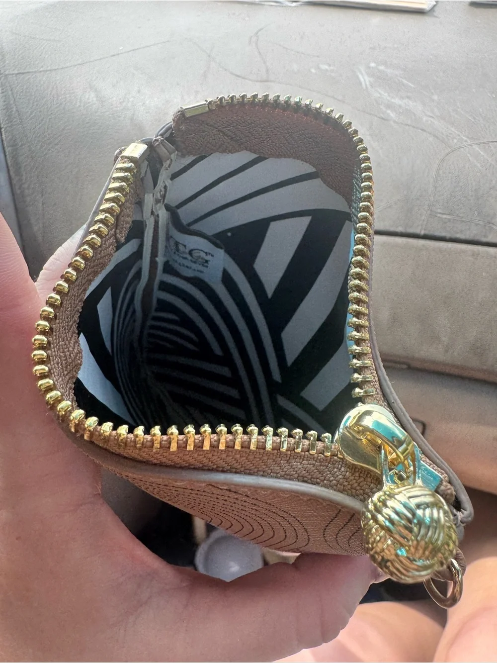 24/7 Tan Embossed Crossbody Phone Pouch with Gold Accents